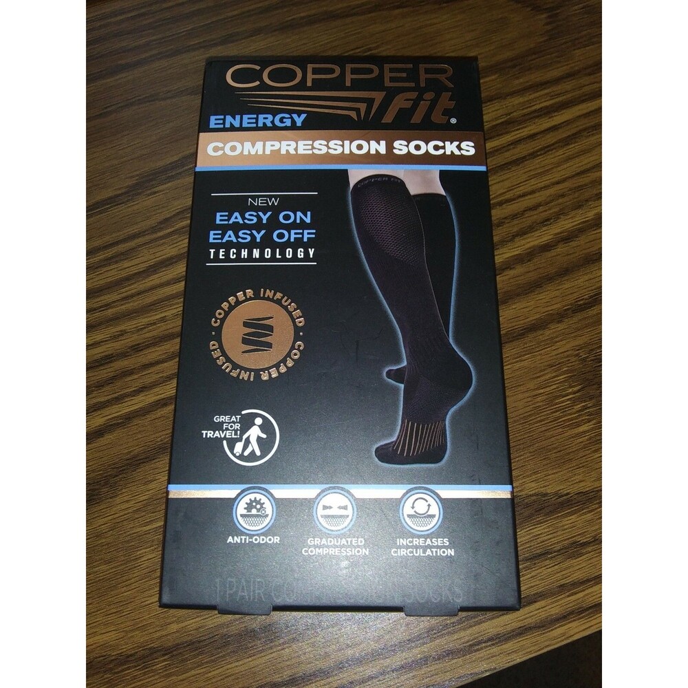 UNISEX Copper Fit Energy Comp. Socks Sz:S/M Anti-Odor Increases Circulation*NEW*